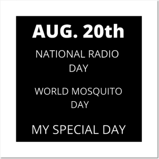 August 20th birthday, special day and the other holidays of the day. Posters and Art